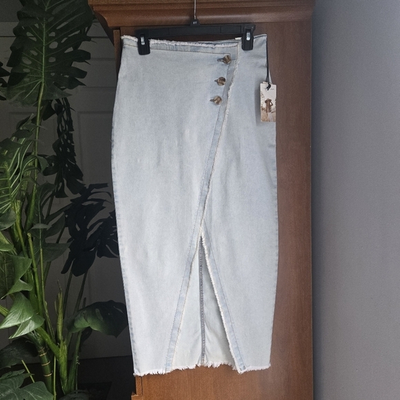 Sincerly Jules Dresses & Skirts - Sincerely Jules Light Blue Denim Wrap Skirt
